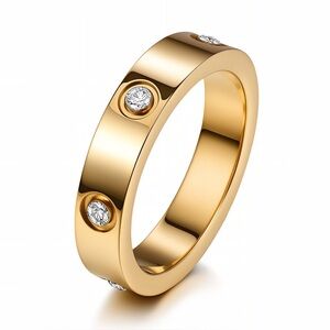 Elegant Gold plated Band with Diamonds
Size available : 7, 8